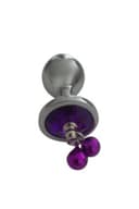 Silver Paslanmaz Çelik Mor Taşlı Zilli Metal Anal Plug 2