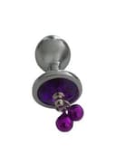 Silver Paslanmaz Çelik Mor Taşlı Zilli Metal Anal Plug 1