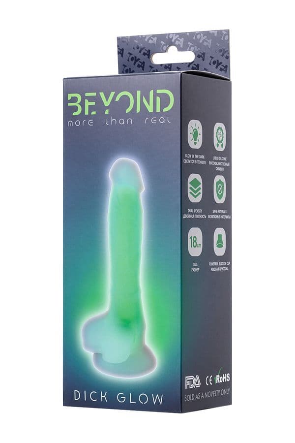 Beyond 18cm Gece Yeşil Parlayan Dildo Şeffaf - Matt Glow